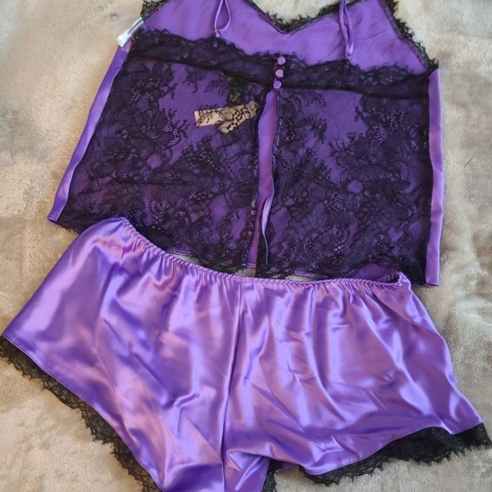 Victoria's Secret Purple Satin Pajama Set - Picture 2 of 3